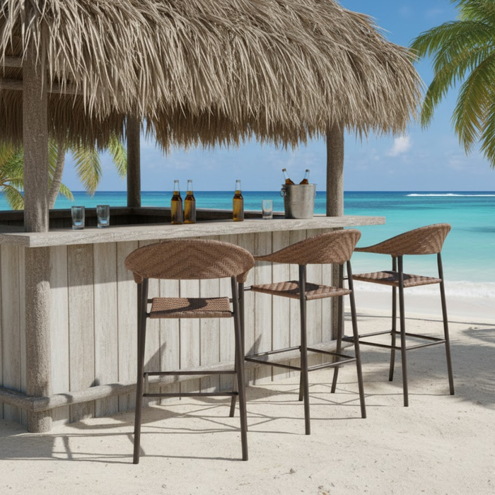 Barlow Stationary Bar Stool - Bronzed Teak