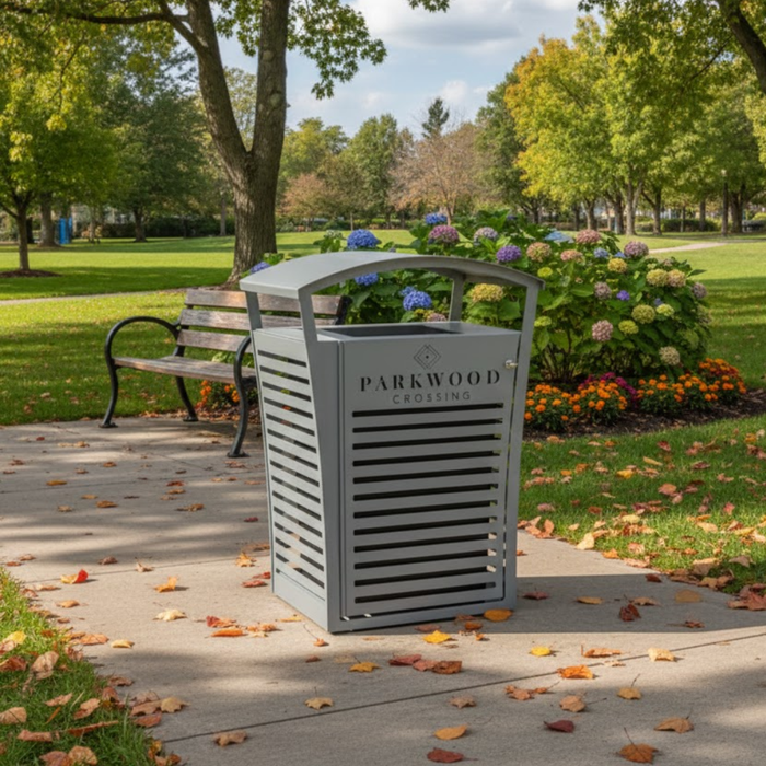 Exposition 33 Gallon Trash Receptacle/Recycler, Custom Door