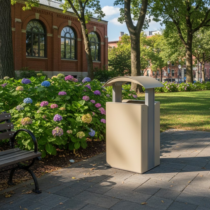 Airi 33-Gallon Trash Receptacle with Side Door, Curve Top