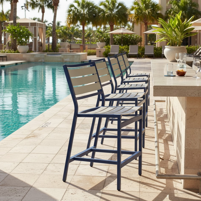 Cabana Club Armless Aluminum Slat Counter Height Stool