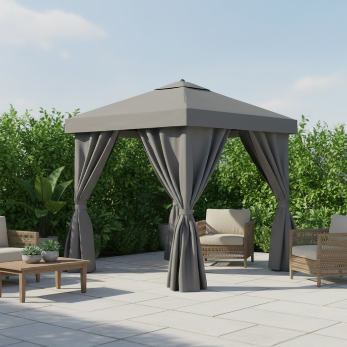 Aluminum Cabana, 8' Square with Fabric Curtains & Vent
