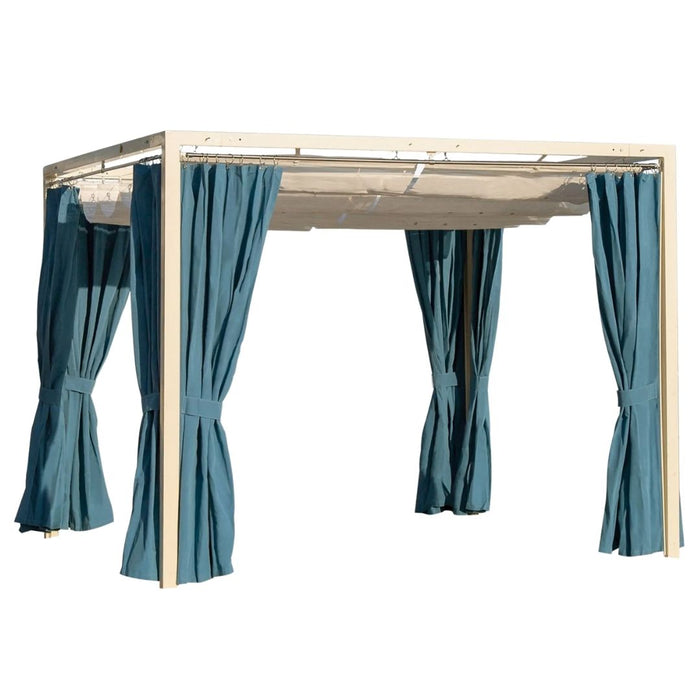 Roman Shade Cabana with Full Curtains
