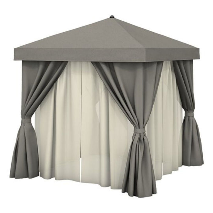 Aluminum Cabana, 12' Square with Fabric Curtains, Sheer Curtain Rods (no vent)