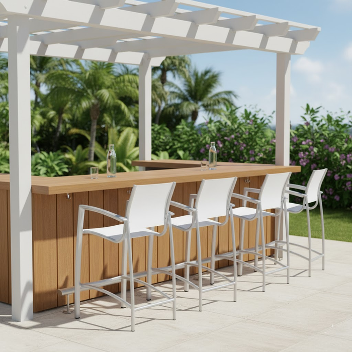 South Beach Relaxed Sling Stationary Bar Stool