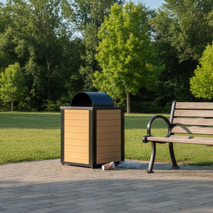 Wainwright 45 Gallon Trash Receptacle, Curved Top