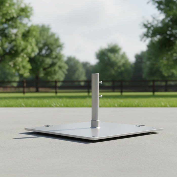 Steel Plate Umbrella Base, 24" Square, 1.5" Pole, Free Standing with Wheels