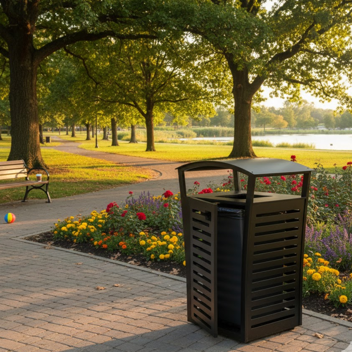 Exposition 33 Gal Plastic Receptacle/Recycler, Side Door