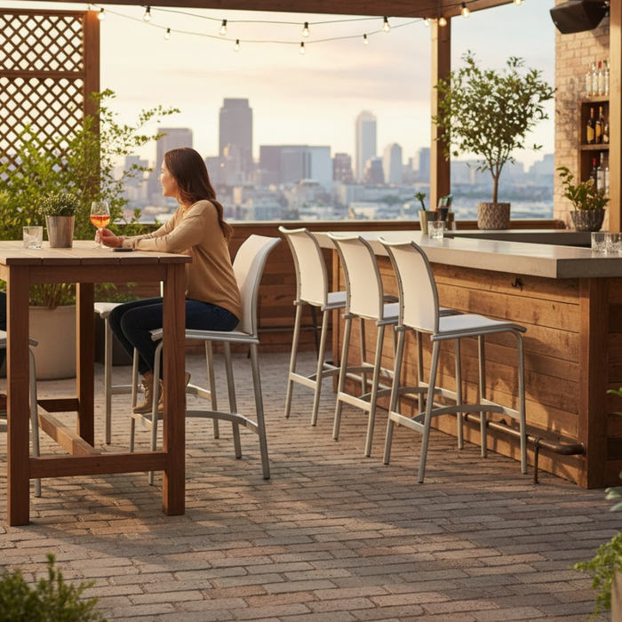 Elance Relaxed Sling Armless Stationary Bar Stool