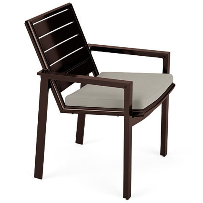 Meza Nesting Dining Chair Aluminum Slat Seat with Arms