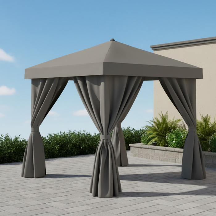 Aluminum Cabana, 8' Square with Fabric Curtains (no vent)
