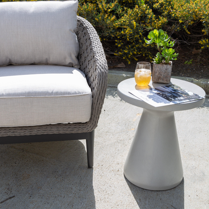 GRC Round End Table - Bone