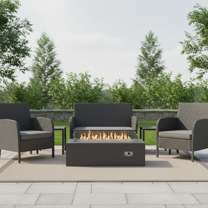 Black Granite Rectangle Fire Table