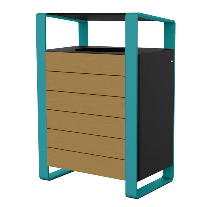 Vibe 45 Gallon Recycled Plastic Trash Receptacle with Bonnet Top