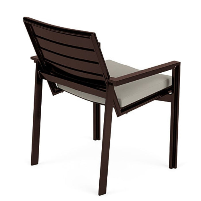 Meza Nesting Dining Chair Aluminum Slat Seat with Arms