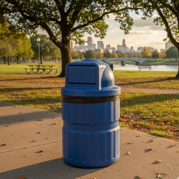 Park 35 Gal Plastic Receptacle, Dome Top, Solid Color