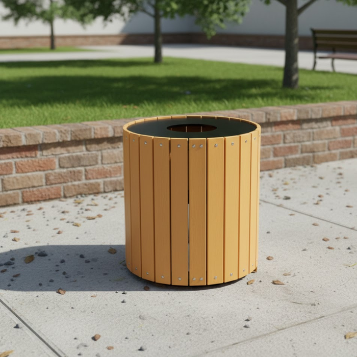 Round Recycled Trash Receptacle