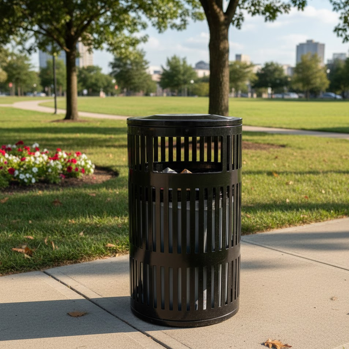 Metrix 40 Gal Trash Receptacle, Dual Openings, Side Door