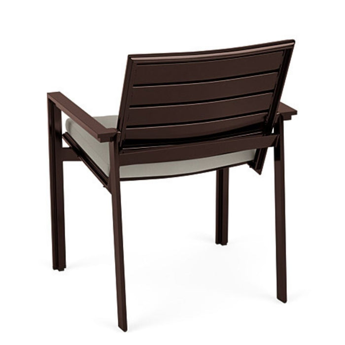 Meza Nesting Dining Chair Aluminum Slat Seat with Arms