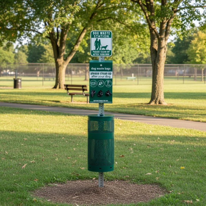 Dog Waste Station with Roll Bag System