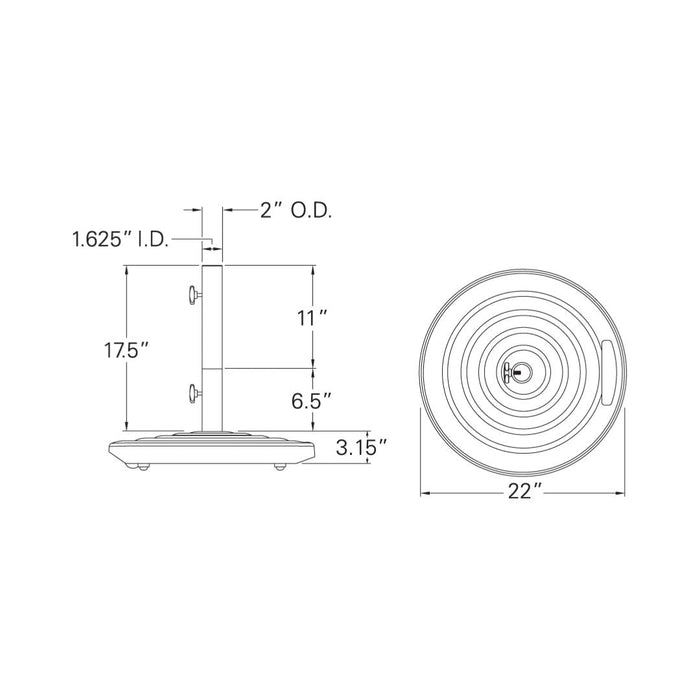 Monaco Cast Aluminum Umbrella Base 100 lbs