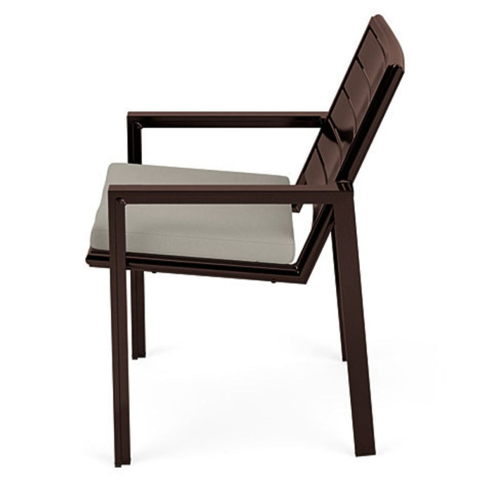 Meza Nesting Dining Chair Aluminum Slat Seat with Arms