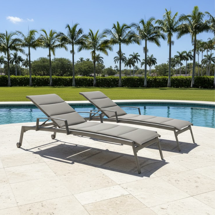 Elance Padded Chaise Lounge with Arms & Wheels