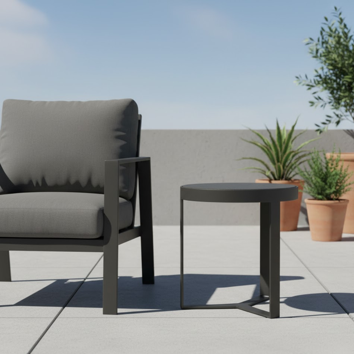 18" Polished Granite Round End Table