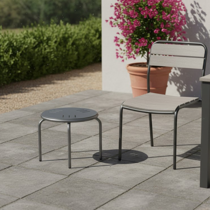 Surf Suncloth Weave 18" Occasional Table with Stamped Aluminum Top