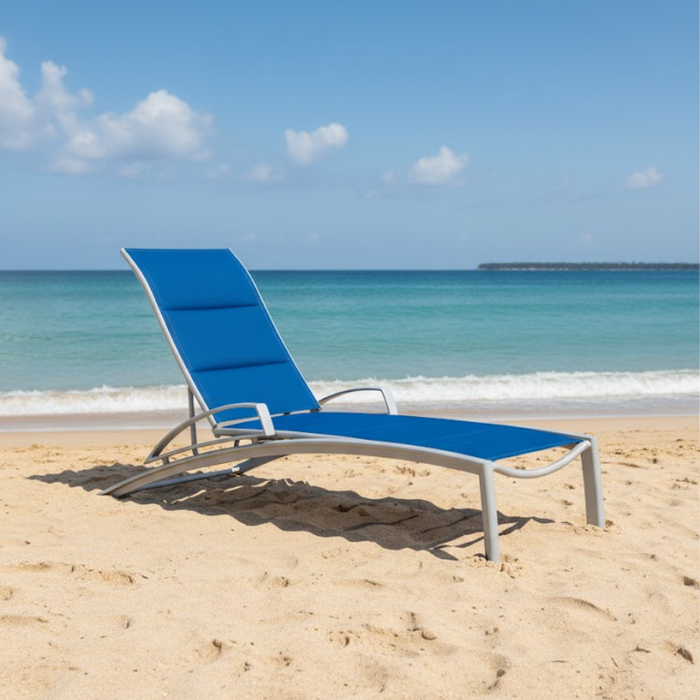 South Beach Padded Sling Chaise Lounge with Arms