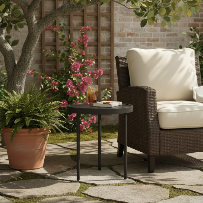 Round Stamped Top Side Table 18"