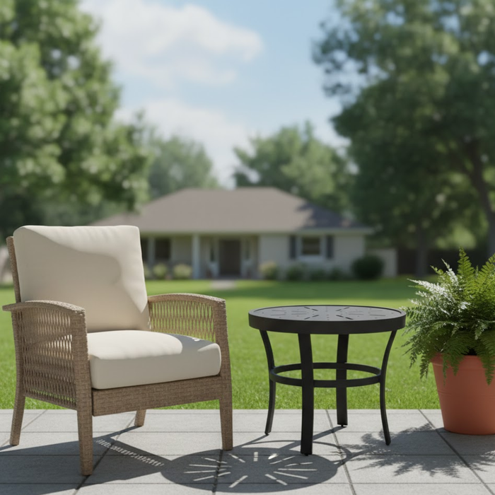 24" Round Side Table with Stamp Top