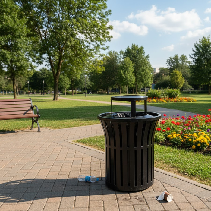 Rendezvous 32 Gallon Trash Receptacle, Bonnet Ash Top