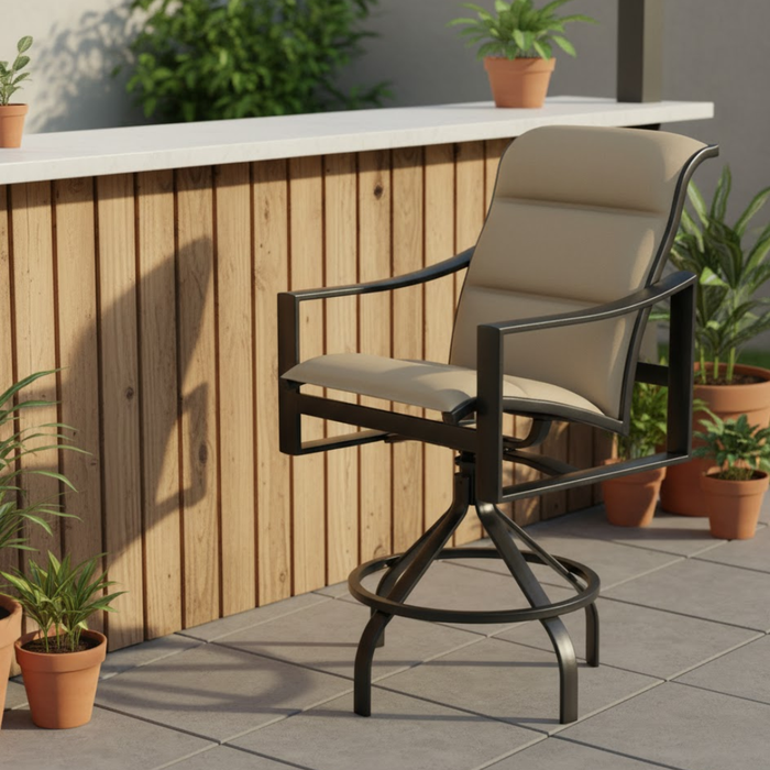 Kenzo Padded Sling Swivel Bar Stool