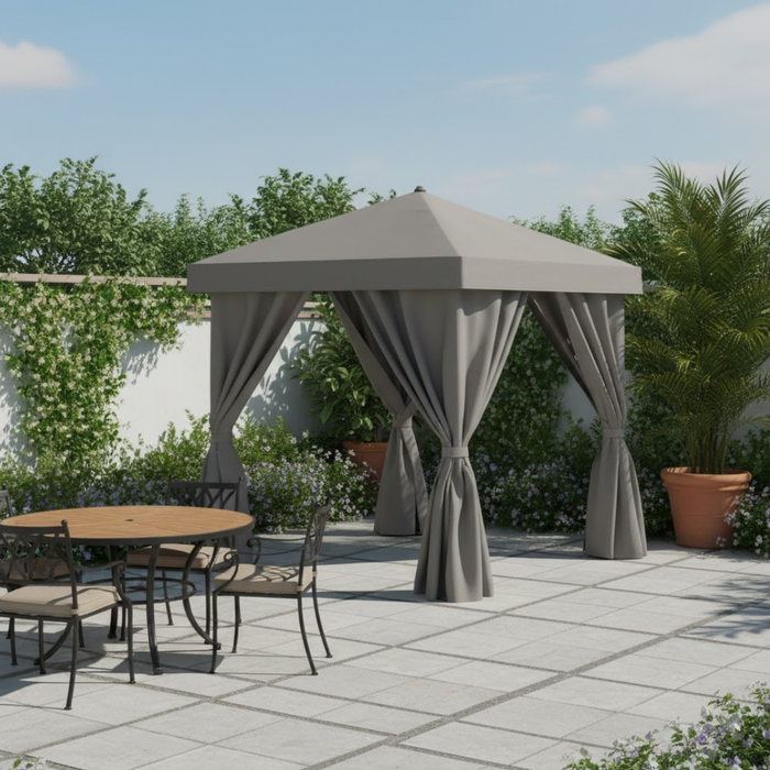 Aluminum Cabana, 10' Square with Fabric Curtains (no vent)
