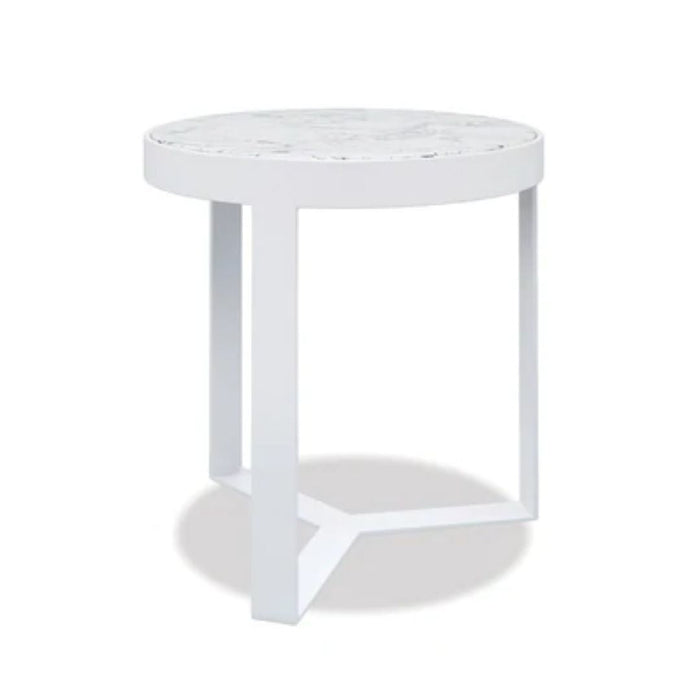 18" Honed Carrara Round End Table