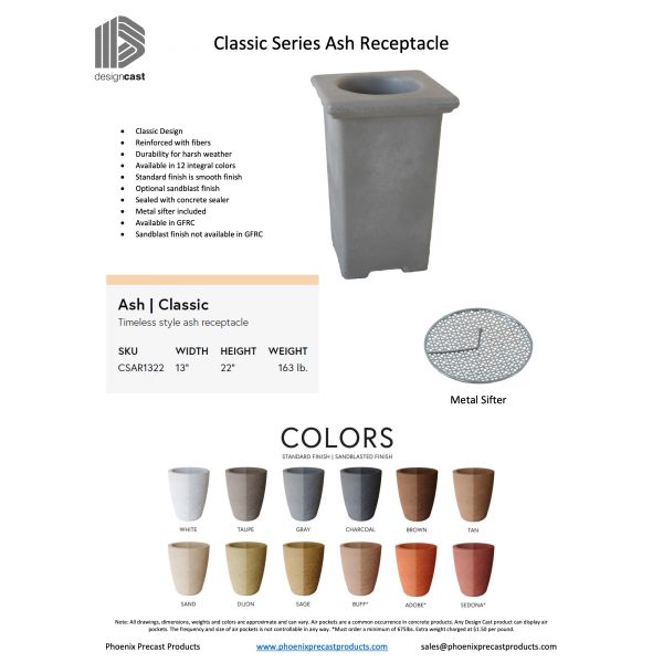 Classic Series Ash Receptacle