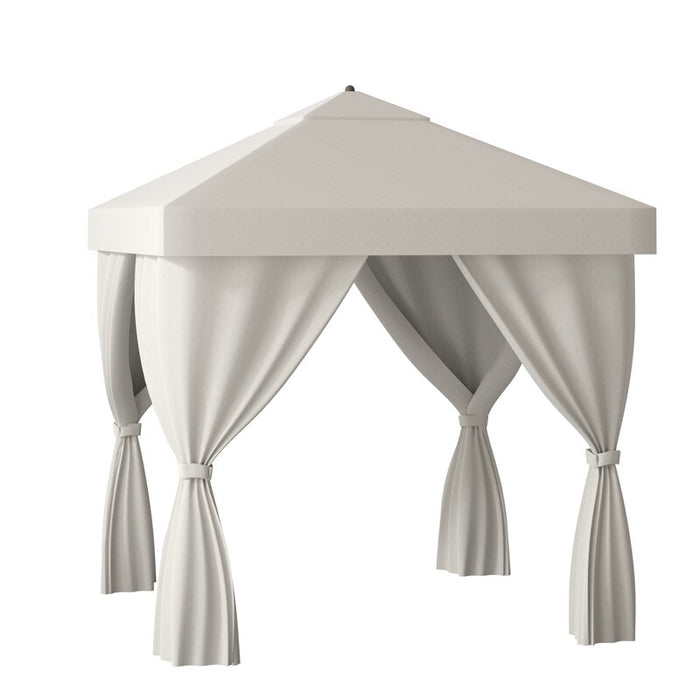 Basta Sol 8' x 8' Aluminum Pole Cabana w Roof Vent & Fabric Curtains