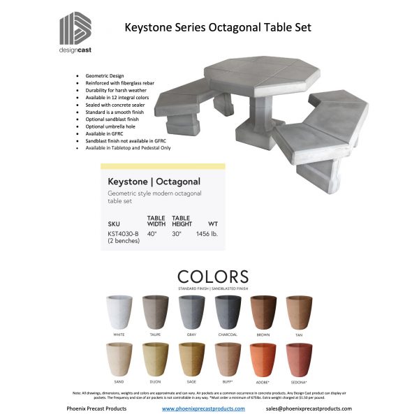 Keystone Series Octagonal Table Set