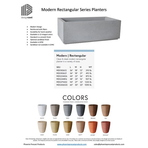 Modern Series Rectangular Tall Planters