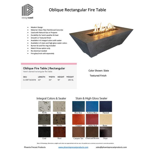 Oblique Rectangular Fire Table