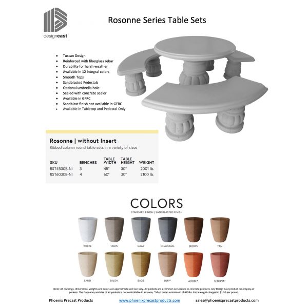 Rosonne Series Round Table Set without Insert