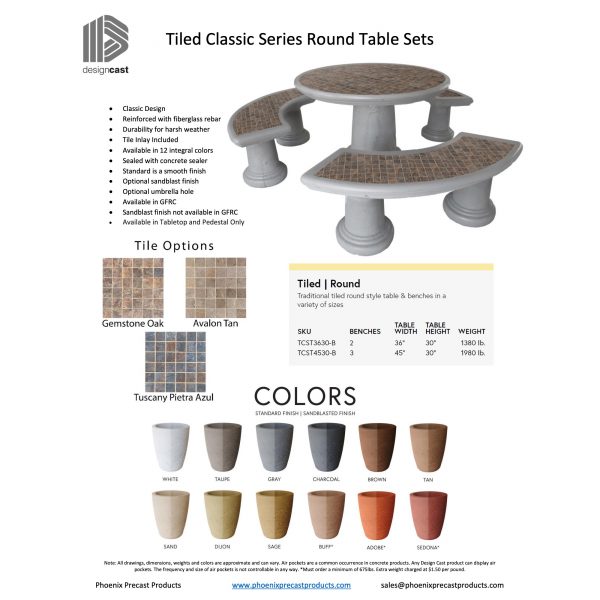 Tiled Classic Series Round Table Set
