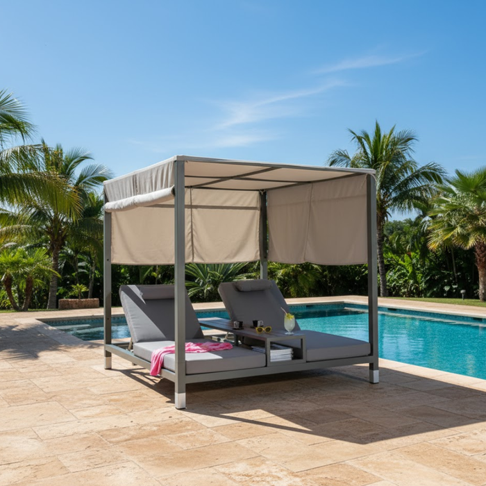 Amber Double Daybed with Center Table and Canopy